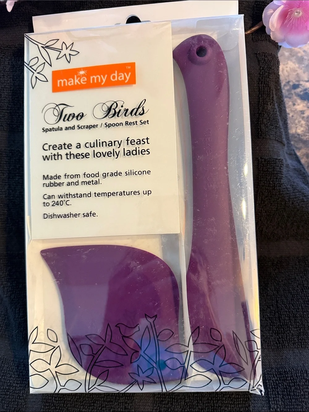 Two Birds Purple Silicone Spatula & Scraper Set